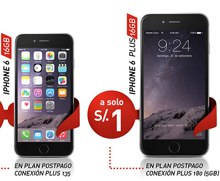 Claro ofrece el iPhone 6 y iPhone 6 Plus en portabilidad a S/. 1