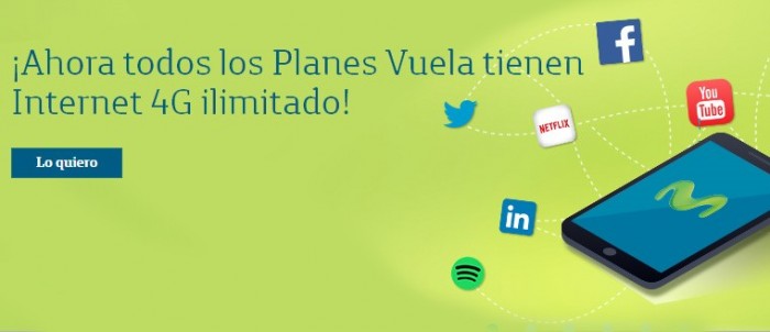 Movistar ahora ofrece Internet Móvil 4G ilimitado con sus Planes Vuela