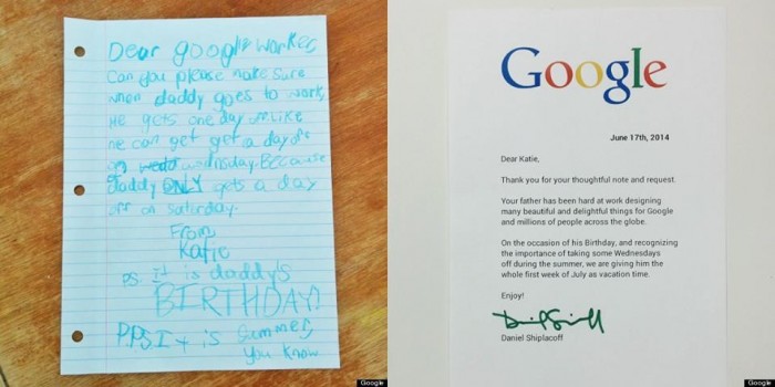 La inesperada respuesta de Google a la carta de una niña al jefe de su padre