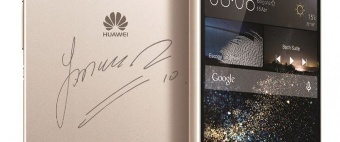 James Rodríguez y su smartphone Huawei personalizado