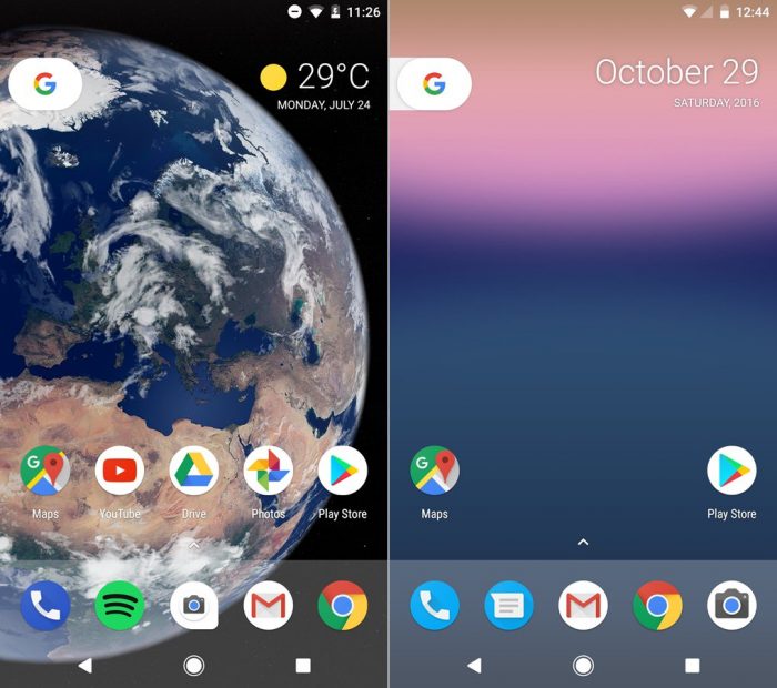 Android-Oreo-left-vs-Android-Nougat-right-Home-screen