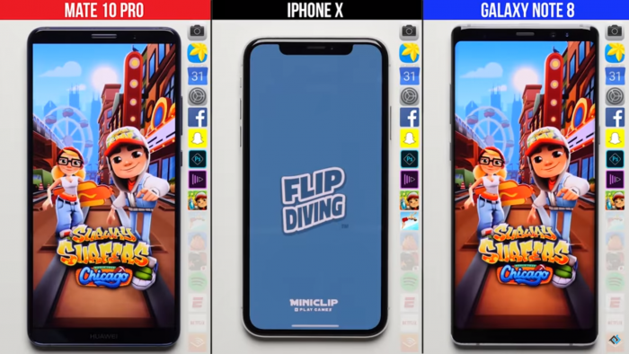(Video) Mate 10 Pro vs iPhone X vs Galaxy Note 8 ¿Cuál es más rápido?