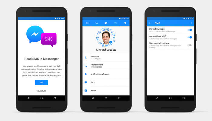 Facebook Messenger añade las multicuentas y el soporte de SMS