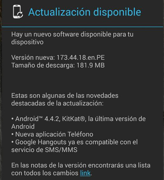 Moto G de Claro recibe KitKat