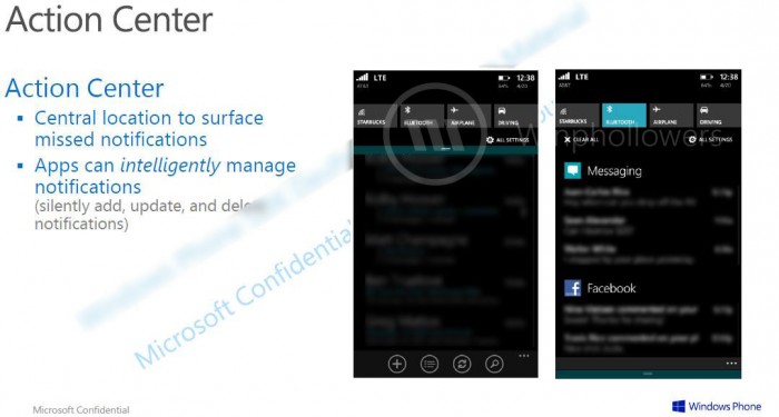 Centro de notificaciones de Windows Phone filtrado