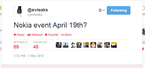 ¿Evento Nokia el 19 de Abril? Evleaks dice que sí